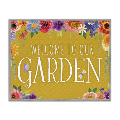 Giclée encadrée «Garden Welcome» avec bordure florale, design par Nicole DeCamp