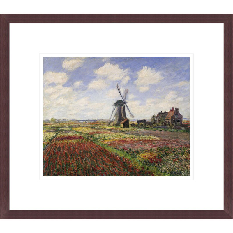 «Tulip Fields with the Rijnsburg Windmill» par Claude Monet, impression giclée encadrée, H 13,75 po x l 15,58 po