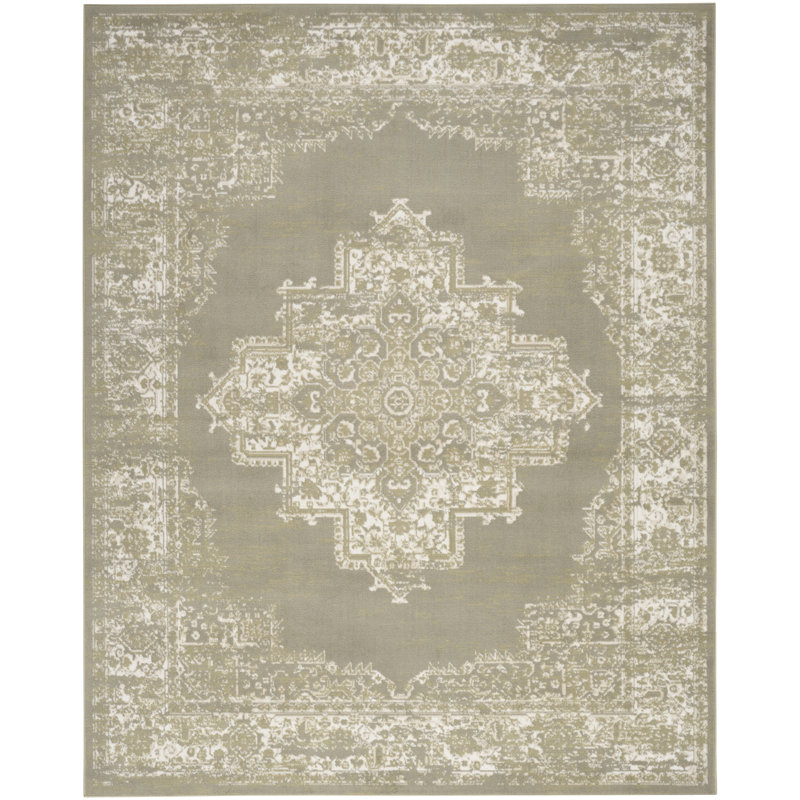 Burnie Oriental Olive Area Rug, Rectangle 7'10" x 9'10"