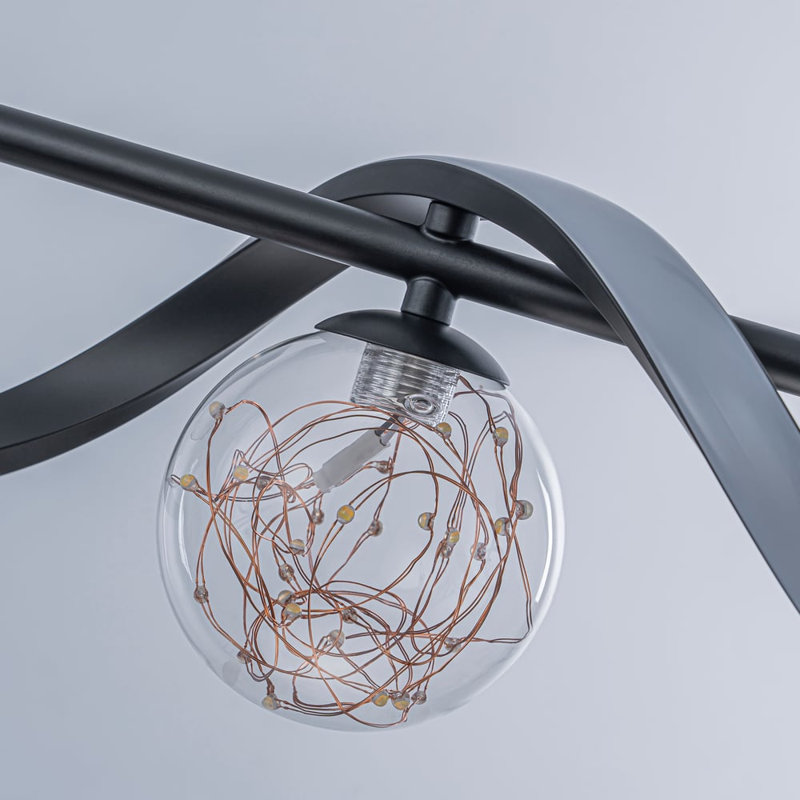 Luminaire à DEL linéaire pour îlot de cuisine à intensité variable avec abat-jour en verre