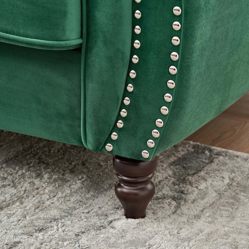 Canapé Chesterfield 85 places avec revêtement en velours 85, Vert