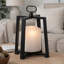 Lantern With White Glass Insert, Fir Wood And Iron Loop, 17 Inch