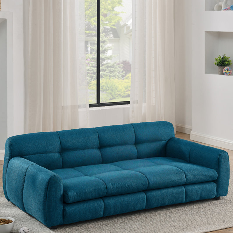 pet sofa bed with backrest and armrests, Dark Blue, 17.5" H x 51" W x 28" D