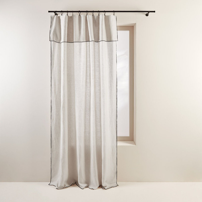 Carlina Linen Curtain Single Panel, Width 350 x Drop 280cm, Light Grey