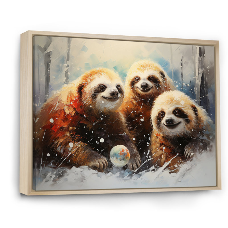 Hiver paresseux brun - art paresseux, Cadre flottant brun, H 34 po x l 44 po x P 1,5 po