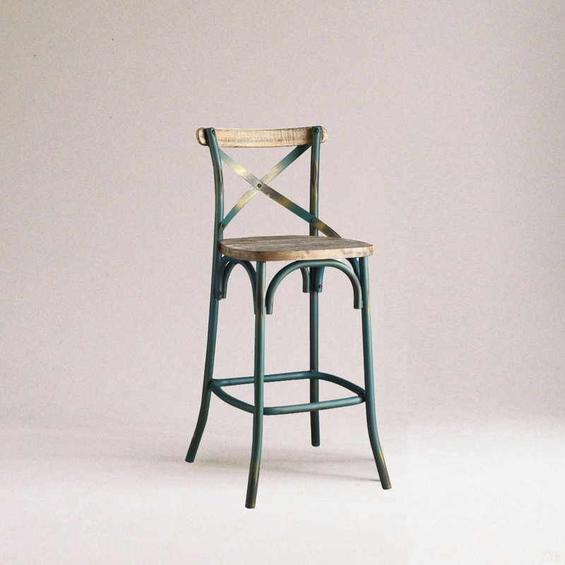 Chaise de bar en métal antique, Turquoise antique