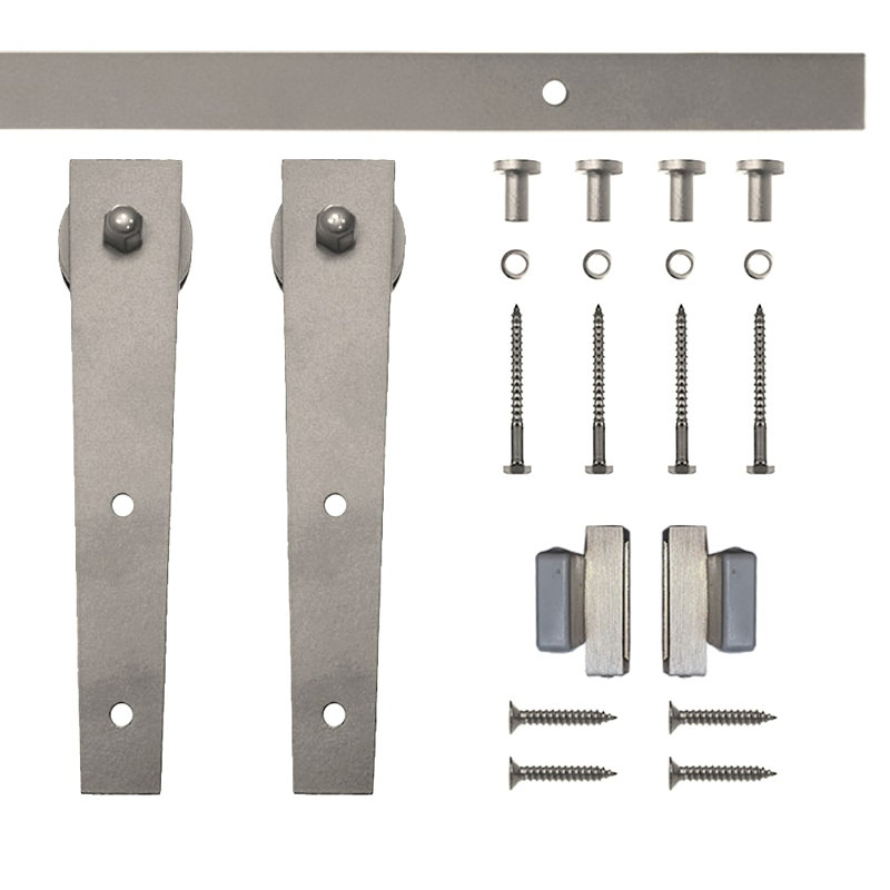 Ensemble de quincaillerie pour porte de grange à un rail Wedge Mini Standard (porte non incluse), Nickel satiné, 60 po
