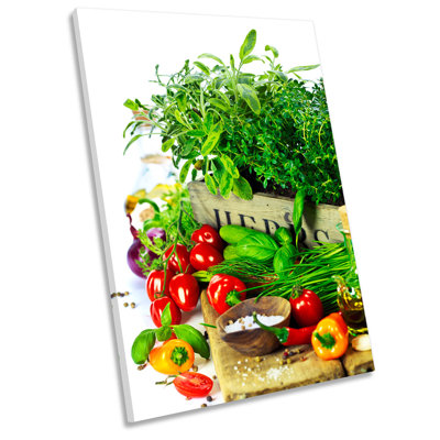 Fresh Herbs Vegetables Kitchen Picture - Wrapped Canvas Print