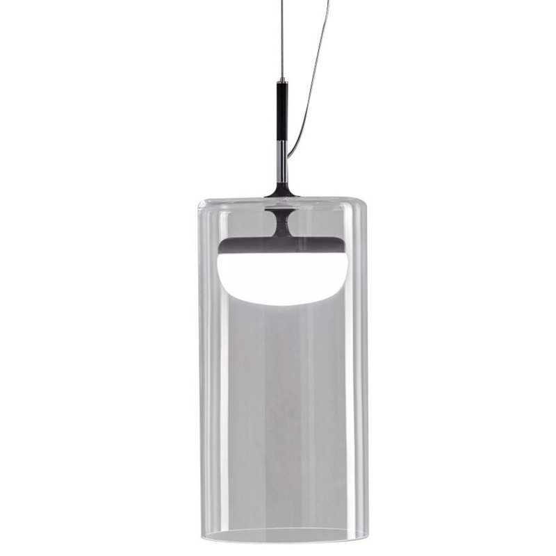 1 - Light LED Cylinder Pendant, Matt Black, 228cm H x 18cm W x 18cm D, 2700K