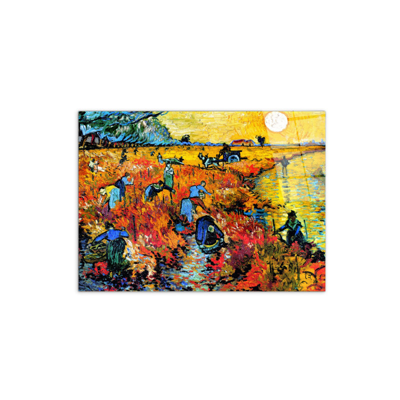 Die Roten Weinberge Von Arles 58×78 Cm CrystalArt Acrylic Material Glass Effect, Frameless Panel, Lightweight Ready To Hang - No Frame Print on Plastic / Acrylic