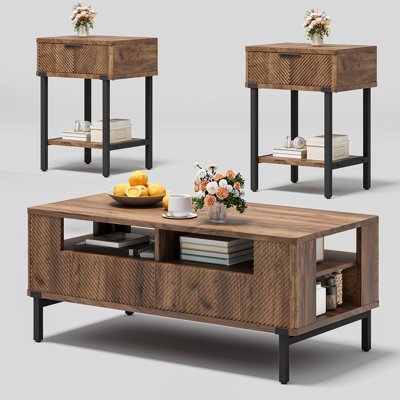 Ensemble de table de salon 3 pièces de style moderne Mid-Century