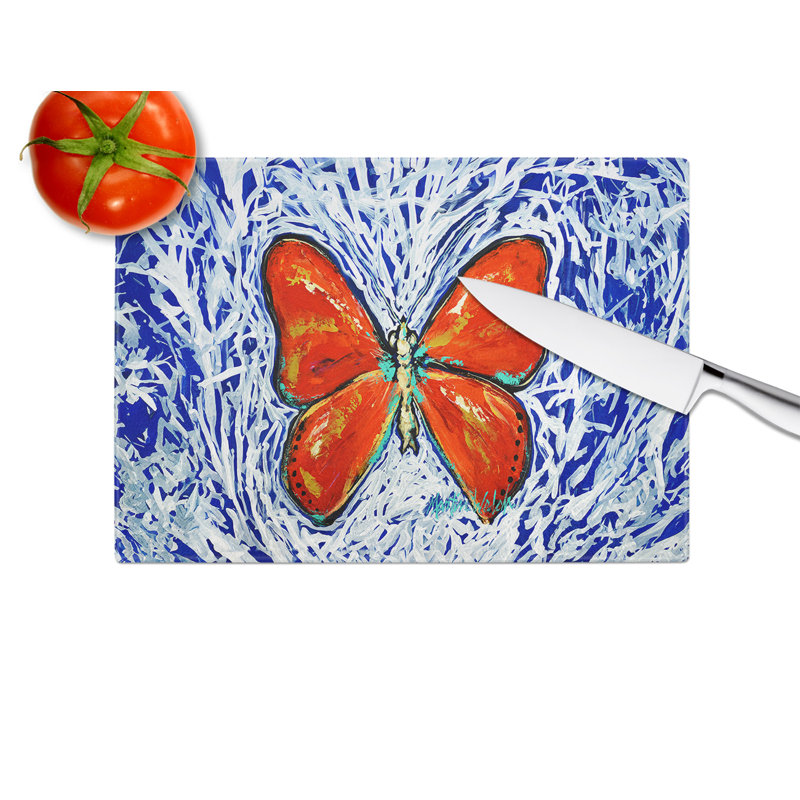 Red Glider Butterfly Glass Cutting Board
