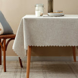 Grey Scalloped Edge Wrinkle-free Heat Resistant 56"x40" Rectangular Tablecloth