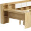 Lit de jour en L avec espace de travail et rangement - taille simple, compartiments blanc naturel