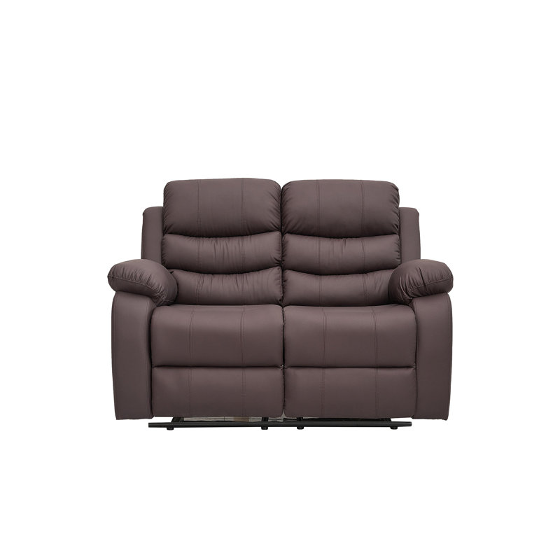 Sybley 2 Seater Faux Leather Reclining Sofa, Brown