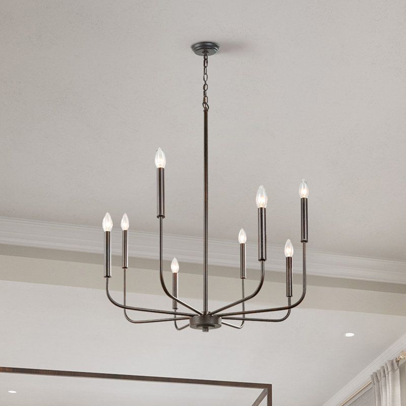 Kaymarie 8 - Light Dining Room Candle Style Modern Farmhouse Chandelier UL Certified, Brown with Speckles