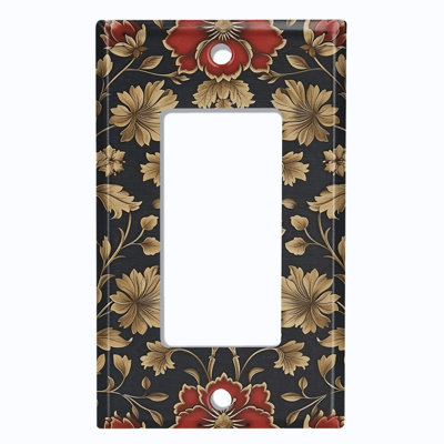 Couvercle de plaque d'interrupteur en métal; Fauteuil à bascule GFI 1 taille US standard - Image imprimée d'un motif damassé gothique