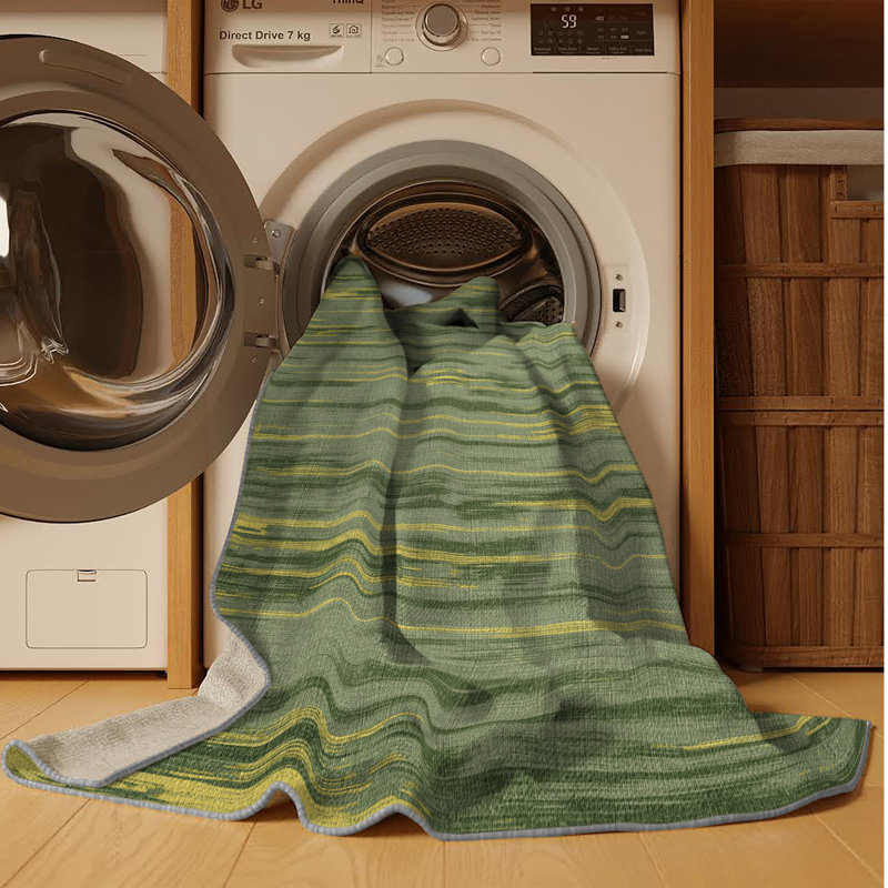 Machine Washable Abstract Brown Area Rug, Runner 2' x 4'