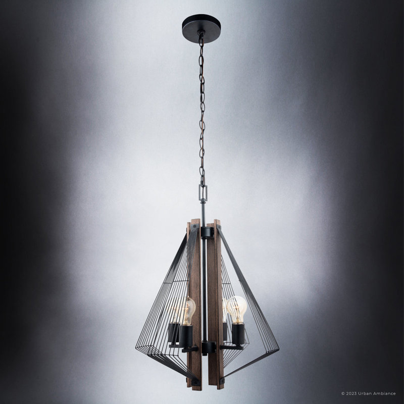 Luminaire suspendu géométrique en cage à 4 lumières