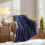 Navy Blue Geometric Flannel Blanket, Soft Plush Throw For Sofa & Bed, Cozy Warm Blanket For Bedroom Living Room, Machine Washable-125360324