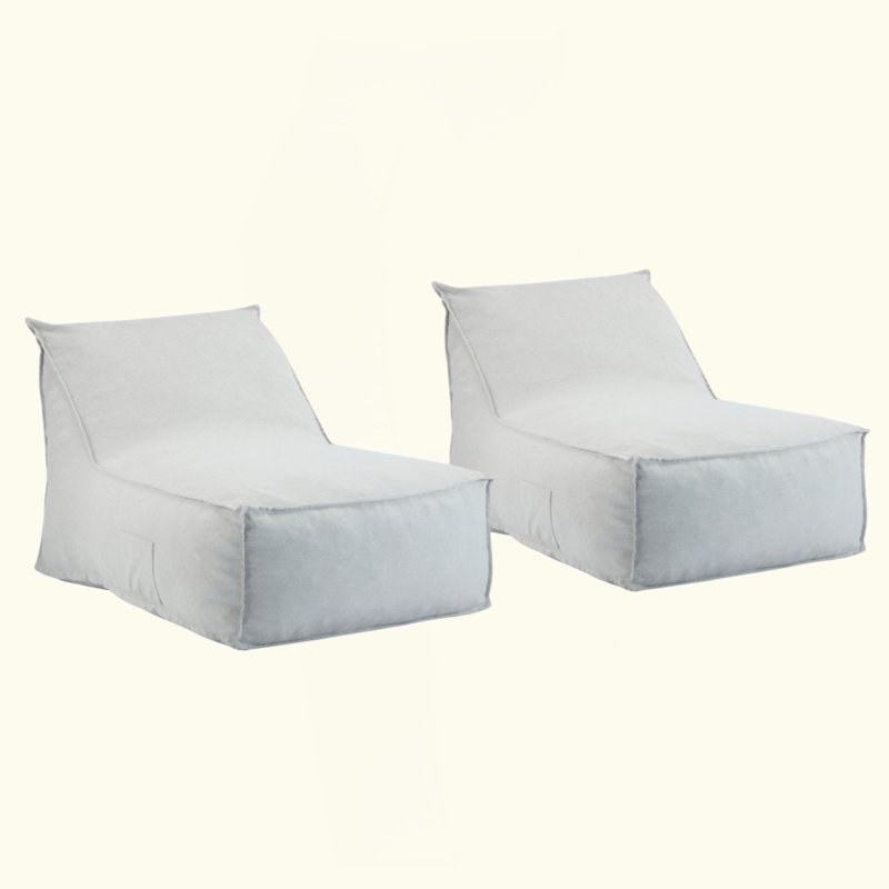 Fauteuil à billes d'extérieur, ensemble de 2, Tissu gris pâle