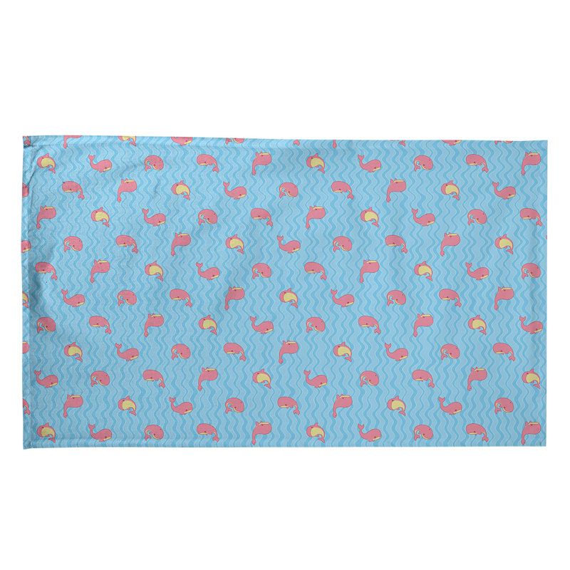 Serviette de thé à motif baleines, Sergé de coton, Bleu / Rose