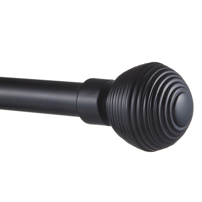 Grijalva Adjustable 1" Single Curtain Rod, 36" - 72", Black