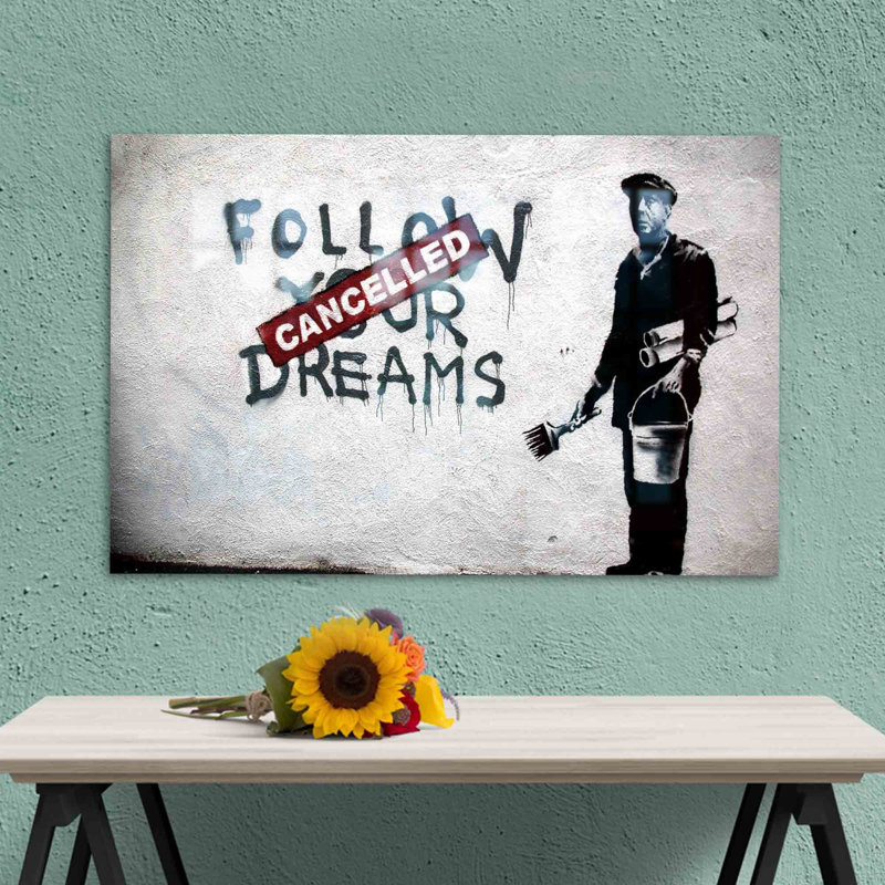 «Follow Your Dreams», œuvre d'art en verre trempé pour décoration murale de style graffiti, H 27,6 po x l 43,3 po