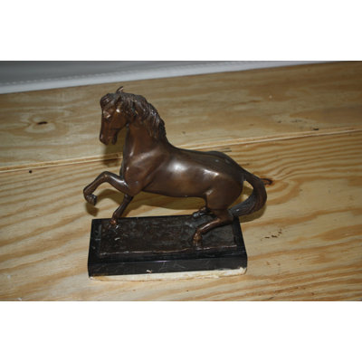 Running Horse Bronze Statue - Handcrafted Marble Base Unique Décor for Home/Garden, 7.5"Lx3.5"Wx 9"H