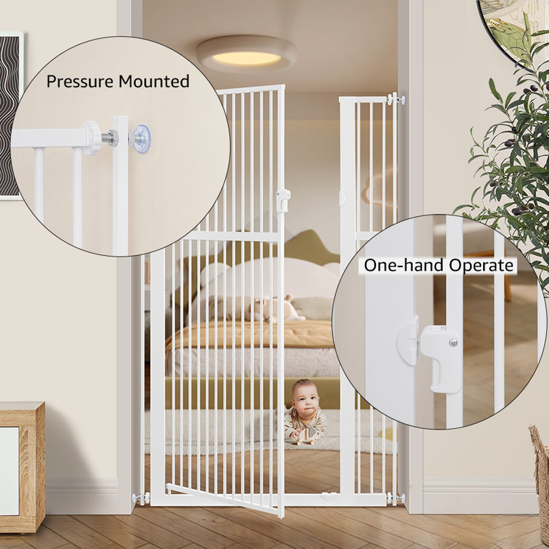 Pressure Mounted Pet Gate With Door, 94cm-104.1cm