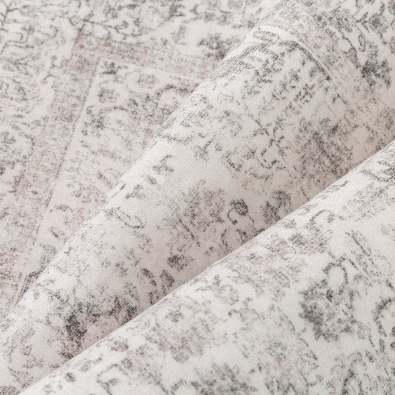 Tapis gris lavable Lilah, Gris, Rectangle 5 pi x 7 pi