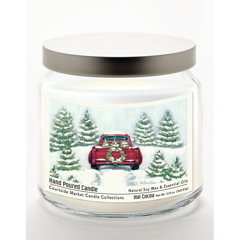 Bougie Tree Farm Tradition II en pot en verre de 400 g avec couvercle en métal argenté brossé