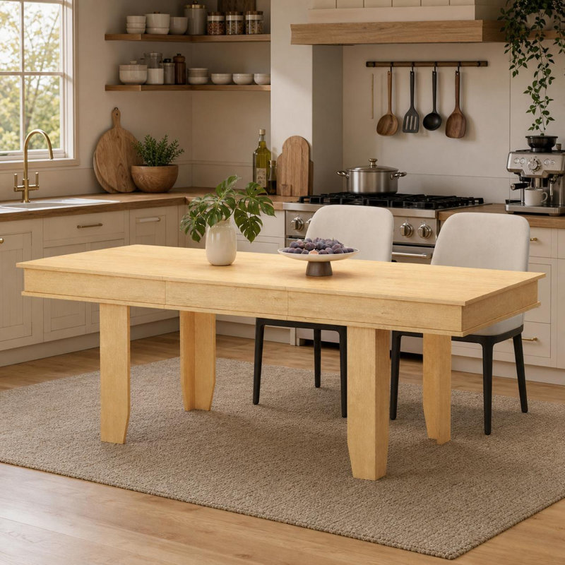 63"-86.6" Extendable Farmhouse Dining Table for 6-10 - Large Rectangular Table with Sturdy Wooden Frame, for Dining Room & Kitchen