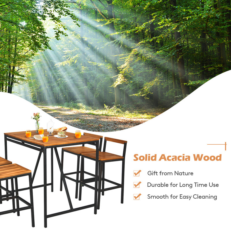 Nigel Wicker Patio Dining Set with Square Table, 4