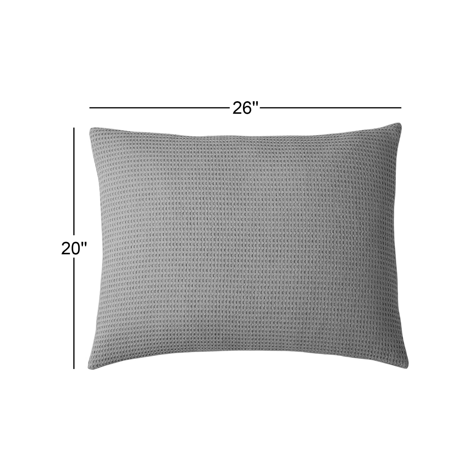 Felix Cotton Waffle Sham Set, Standard, Charcoal