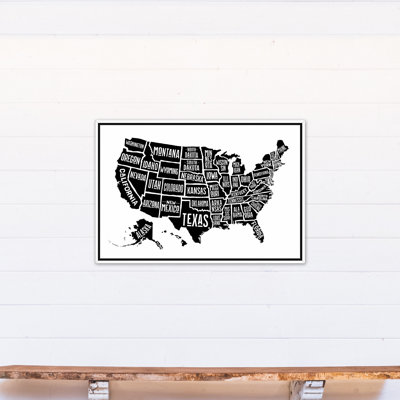 'Simple United States World Map' Framed Graphic Art Print