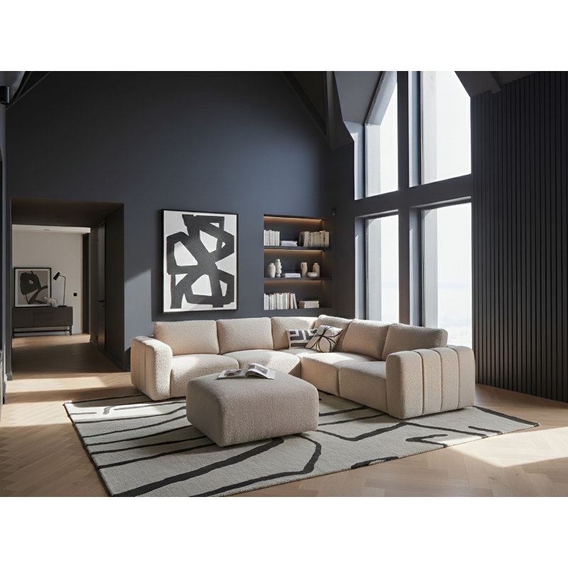Blerata 5 Seater Corner Sofa, Left Hand Facing, Beige Boucle