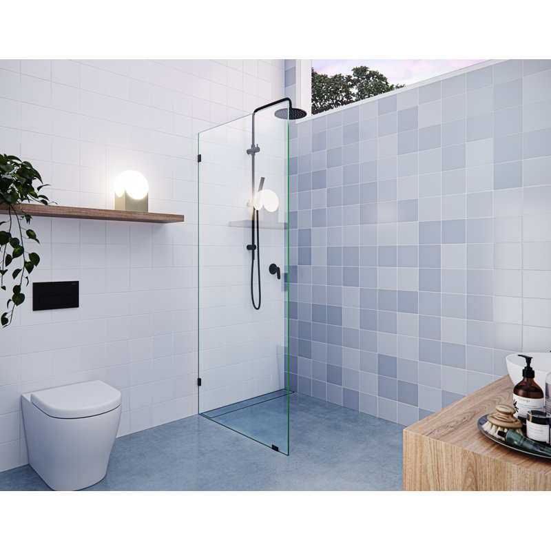 Vela 30 in. x 78 in. Fully Frameless Glass Shower Panel - Single Fixed Panel, Matte Black