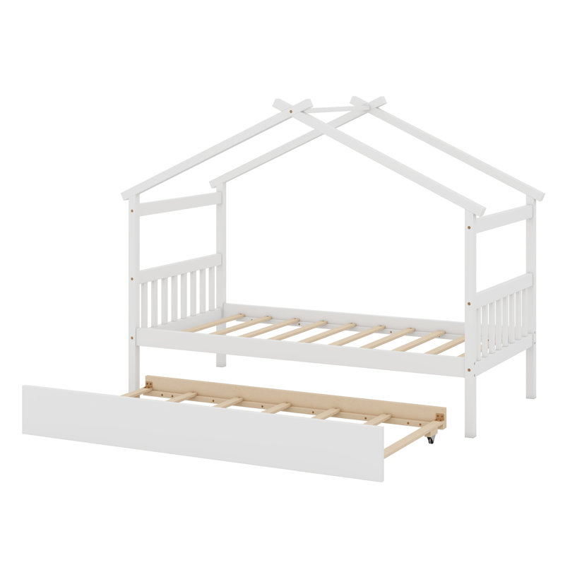 Lit en bois avec couchette, Blanc