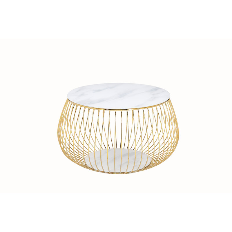 Addie Frame Coffee Table, Gold, White