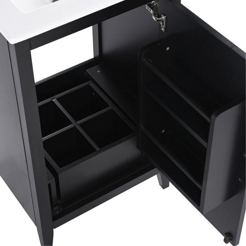 Meuble-lavabo élégant avec lavabo offrant beaucoup de rangement et une conception fonctionnelle pour une salle de bain moderne.