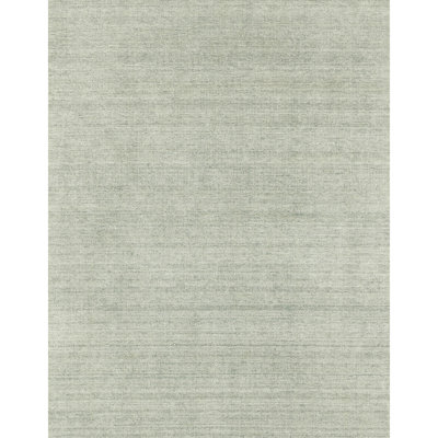 Hand-Loomed Cotton Area Rug in Light Green