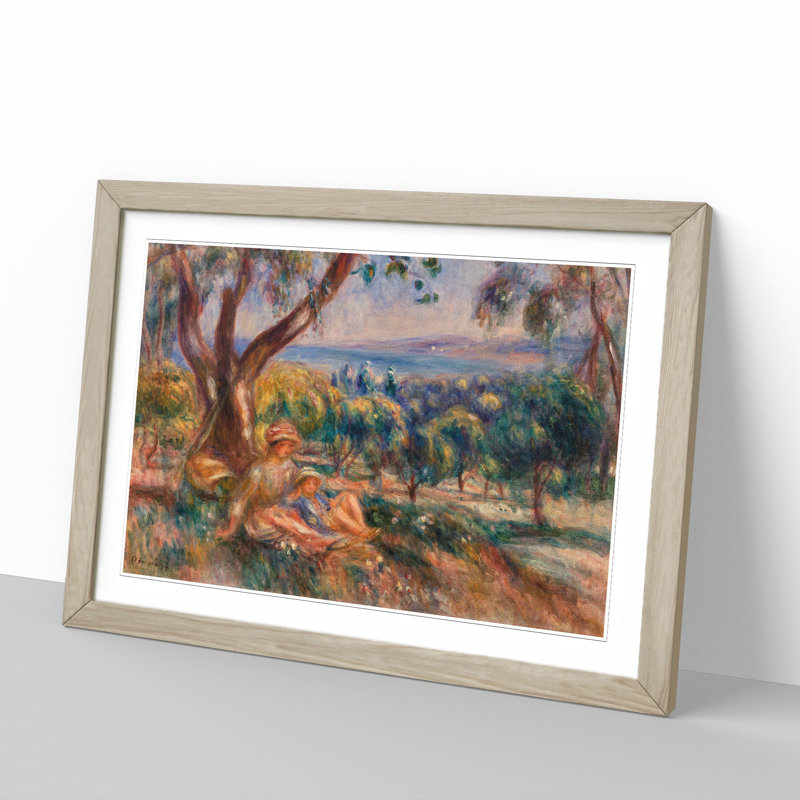 Landscape with Figures by Pierre-Auguste Renoir - Picture Frame Painting, 65cm H x 90cm W x 2cm D, Oak Framed
