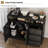 47.2 Inch Sideboard Buffet Cabinet with Built-in Power Outlets, Farmhouse Kitchen Buffet Storage Cabinet with 2 Barn Doors, 3 Drawers & a Large Open Shelf for Living Room, Dining Room, Black-1869896249