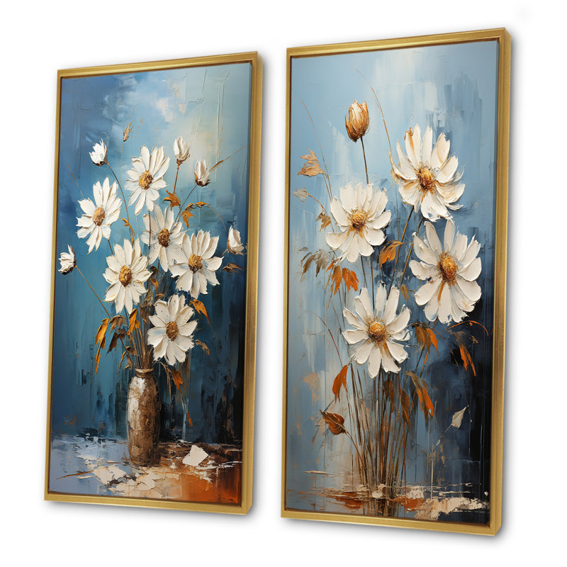 Bouquet de marguerites blanches - sérénité - ensemble de 2 impressions sur toile marguerites, H 28 po x l 25 po