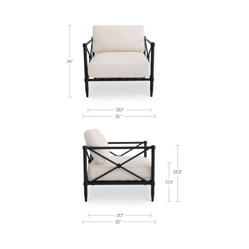 Willow Outdoor Lounge Chair, Ivory Performance Fabric