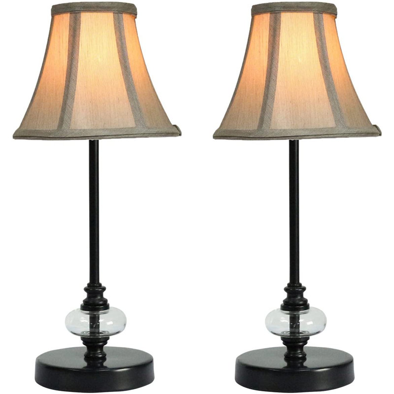 Ensemble de lampe de table 15 "Ayda, Noir mat, Champagne