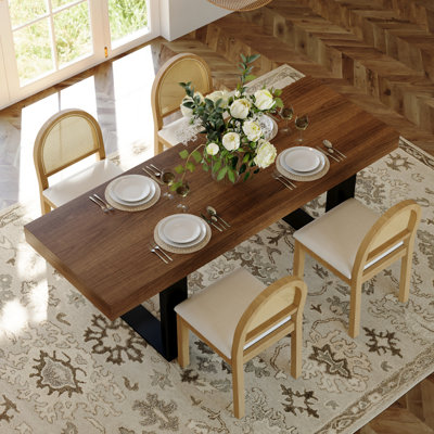 Ensemble de table de salle à manger avec table de salle à manger extensible rectangulaire et chaises rembourrées