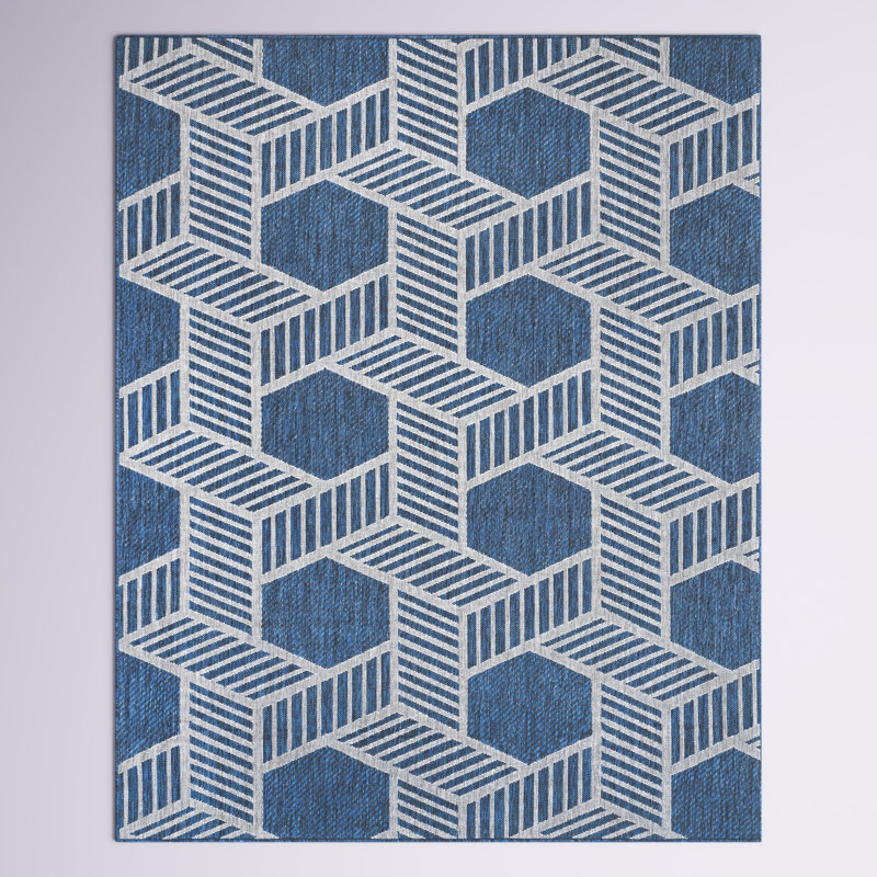 Tapis intérieur / extérieur bleu Roxy, Rectangle 8 pi x 10 pi