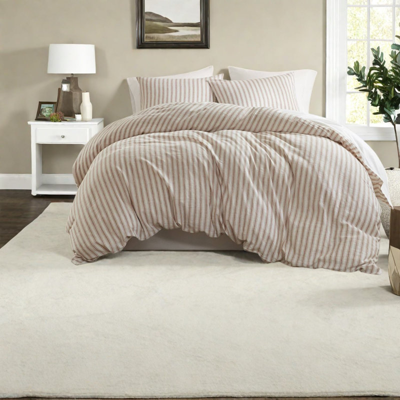 Linen Blend Striped Duvet Cover Set